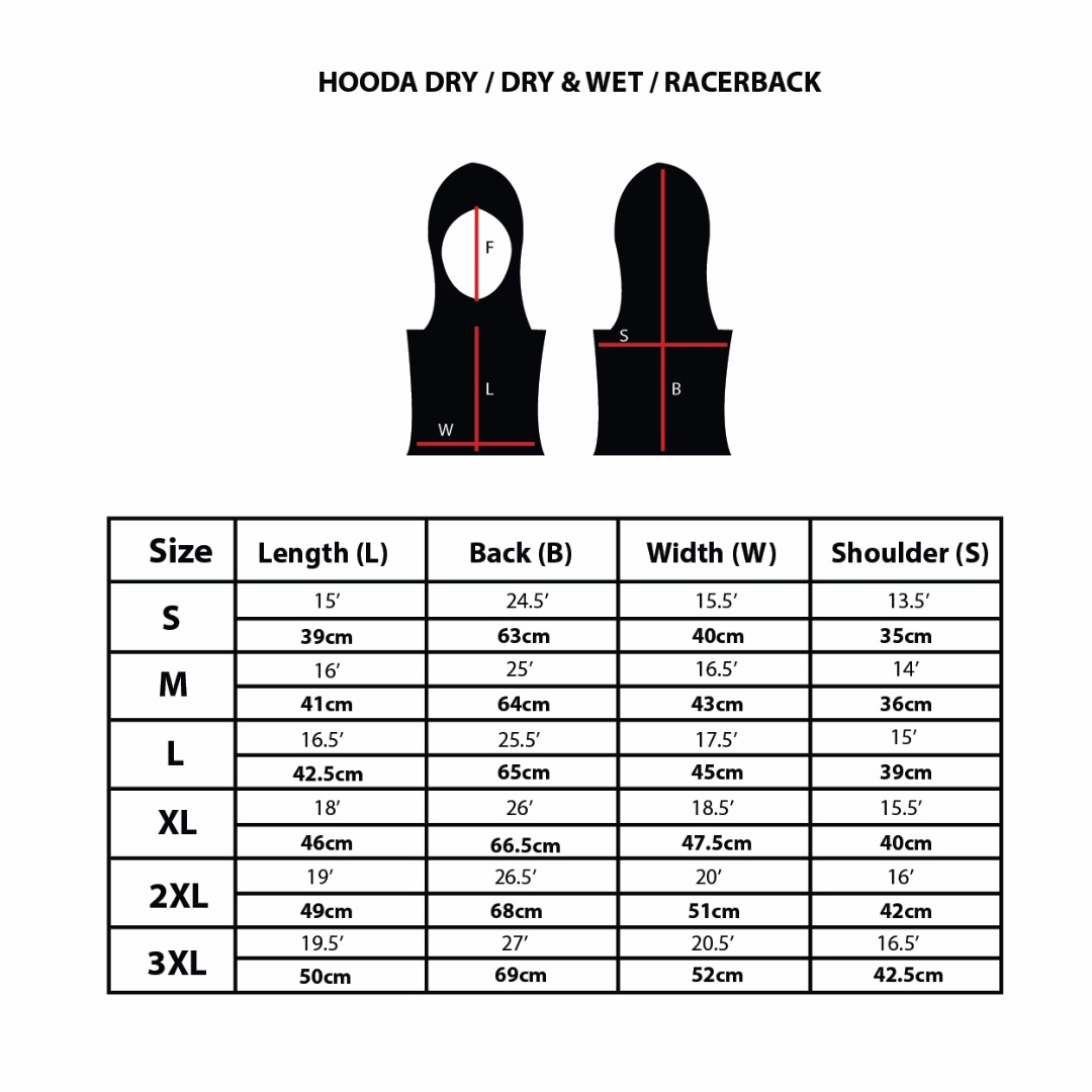 Hooda Sports Hijab Size Chart by Nashata